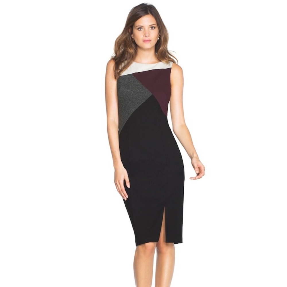 WHBM Asymmetric Colorblock Sheath Dress